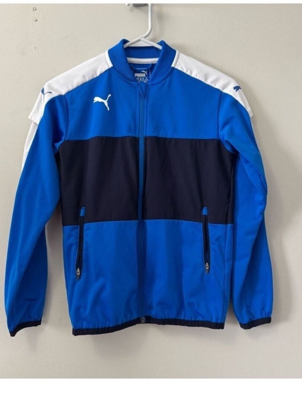 Puma Kids Blue and White Windbreaker Large